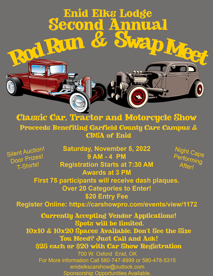 Enid Elks Lodge Rod Run & Swap Meet - Enid Buzz